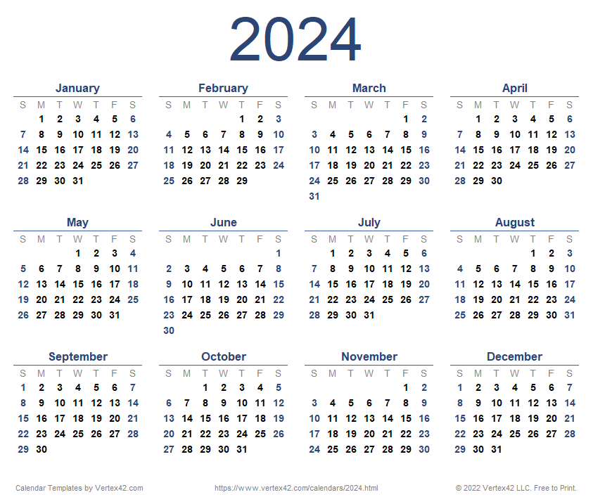 Calendar 2024 - Templates and Images
