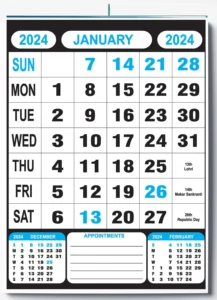 January 2024 Calendar – India